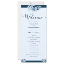 Dusty Blue Watercolor Programme de mariage floral