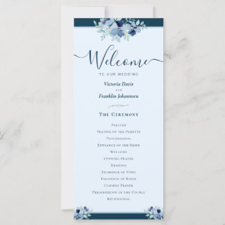 Dusty Blue Watercolor Programme de mariage floral