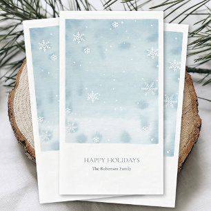Dusty Blue Watercolor Snowflake Guest Towel Napkin