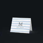 Dusty Blue Watercolor Stripes Pattern Monogram Note Card<br><div class="desc">Minimalist Modern Simple Classic Cute Dusty Blue Light Baby Blue Watercolor Brush Stripes Pattern Monogram Name Initial Note Card</div>