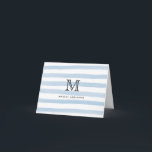 Dusty Blue Watercolor Stripes Pattern Monogram Note Card<br><div class="desc">Minimalist Modern Simple Classic Cute Dusty Blue Light Baby Blue Watercolor Brush Stripes Pattern Monogram Name Initial Note Card</div>