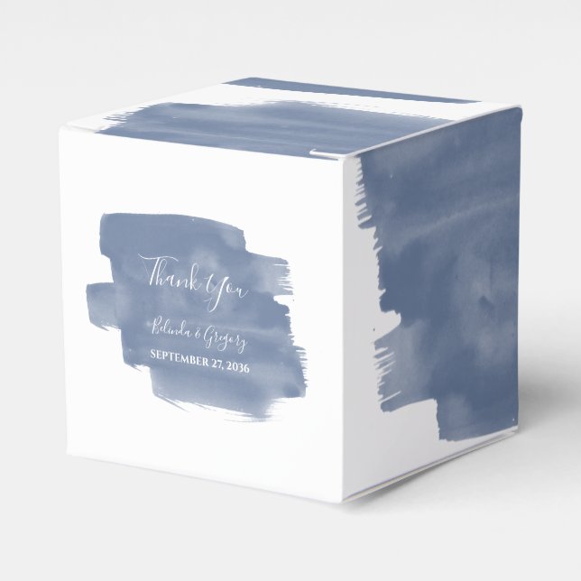 Dusty Blue Watercolor Wedding  Favor Box (Front Side)