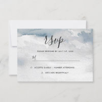 Dusty Blue Watercolor Wedding RSVP Card