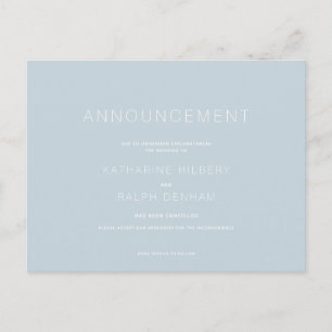 Dusty Blue Wedding Cancellation Announcement Postcard