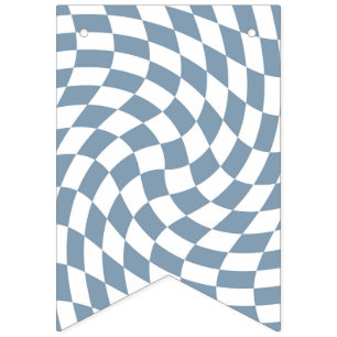 Dusty Blue Wedding Collection Check Chequered    Bunting Flags