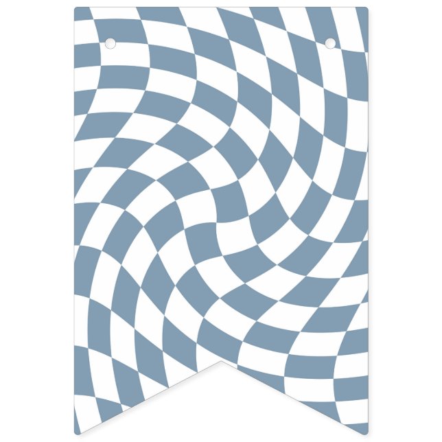 Dusty Blue Wedding Collection Check Chequered    Bunting Flags (First Flag)