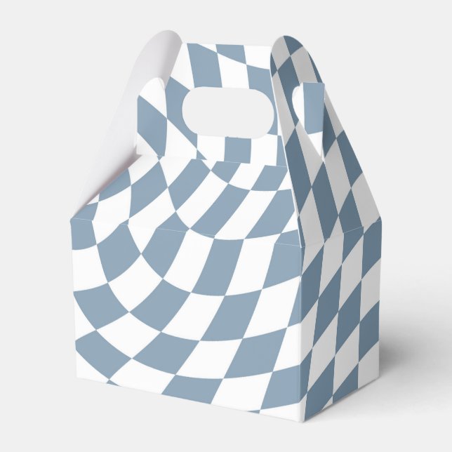 Dusty Blue Wedding Collection Check Chequered   Favor Box (Front Side)