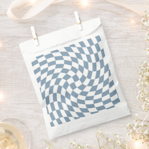 Dusty Blue Wedding Collection Check Chequered    Favour Bag