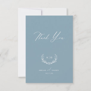 Dusty Blue Wedding Day Thank you Flat Note Card