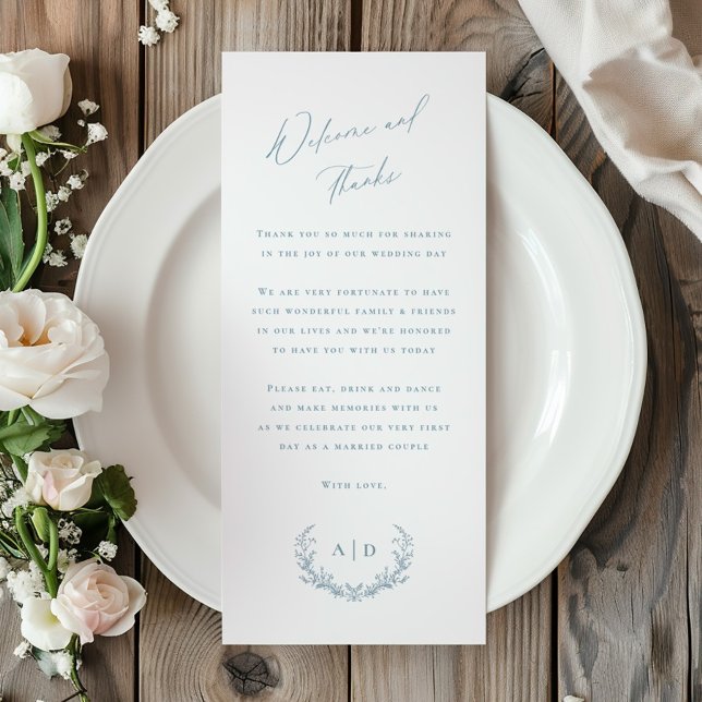 Dusty Blue Wedding Day Welcome and Thank you Card (Creator Uploaded)