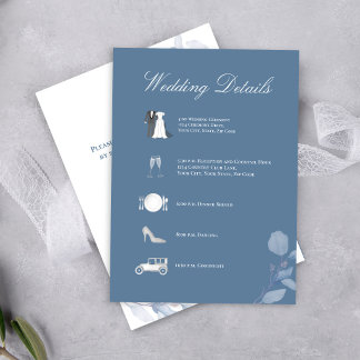 Dusty Blue Wedding Details QR Code Enclosure Card
