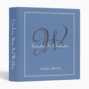 Dusty Blue Wedding Elegant Dark Monogram Theme Binder
