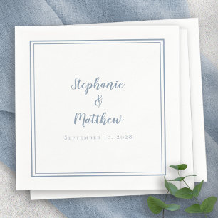 Dusty Blue Wedding Elegant Simple Modern Reception Napkin