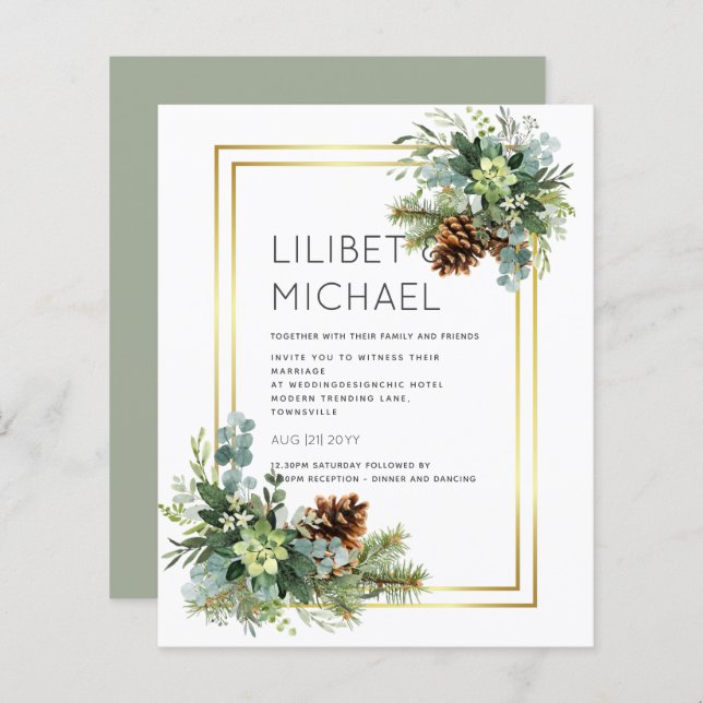 Dusty Blue Wedding Eucalyptus Greenery Budget (Front/Back)