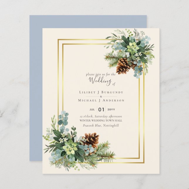 Dusty Blue Wedding Eucalyptus Greenery Budget (Front/Back)