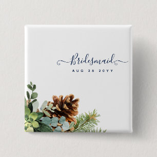 Dusty Blue Wedding Eucalyptus Greenery Budget 2 Inch Square Button
