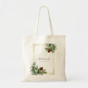 Dusty Blue Wedding Eucalyptus Greenery Budget Tote Bag