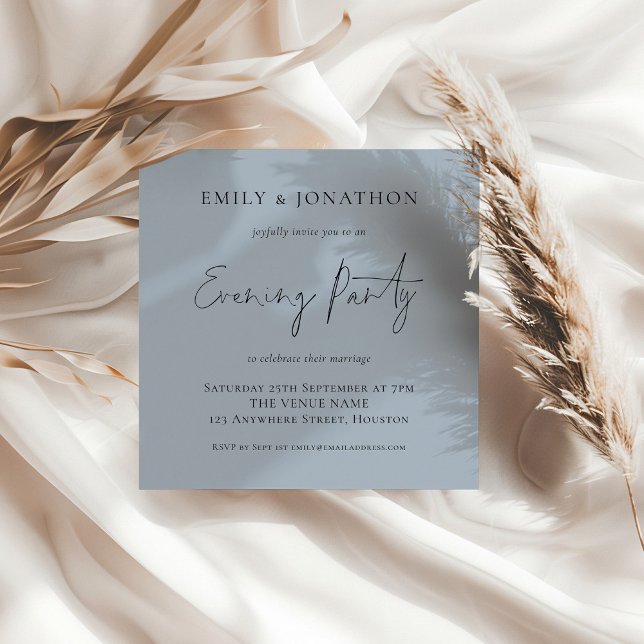 Dusty Blue Wedding Evening Party Invite (Creator Uploaded)