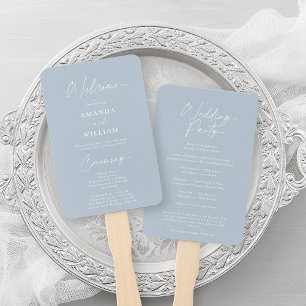 Dusty Blue Wedding Fan Program
