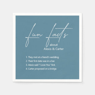Dusty Blue Wedding Fun Facts Napkin