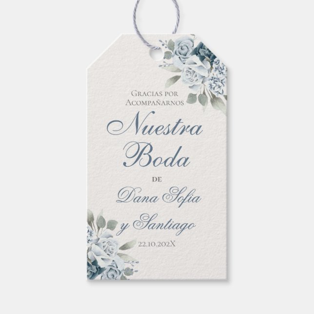 Dusty Blue Wedding Gift Tags (Front)
