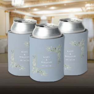 Dusty Blue Wedding Greenery Foliage Can Cooler