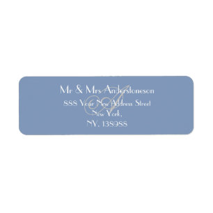 Dusty Blue Wedding Grey Monogram Return Address