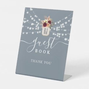 Dusty Blue Wedding Guest Book Sign
