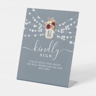 Dusty Blue Wedding Guest Book Sign