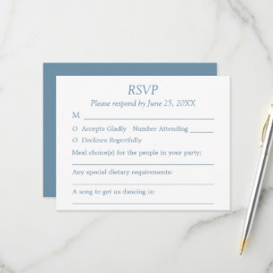 Dusty Blue Wedding Guest Choices RSVP Card