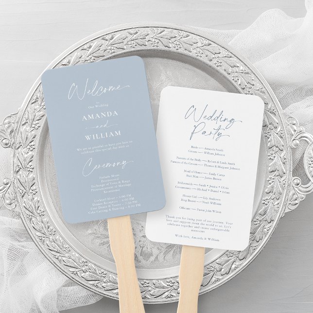 Dusty Blue Wedding Hand Fan (Creator Uploaded)