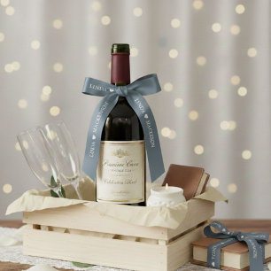 Dusty Blue wedding initial Couple name Satin Ribbon