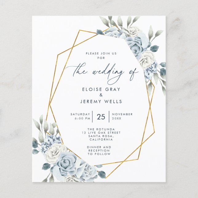 Dusty Blue Wedding Invitation (Front)