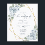 Dusty Blue Wedding Invitation<br><div class="desc">This modern wedding card has a botanical, minimalist design. The front features a lively script text above your first names and date. On the back, we've set the background as transparent, so that the colour of the paper will serve as the base colour. You can choose a colour for the...</div>