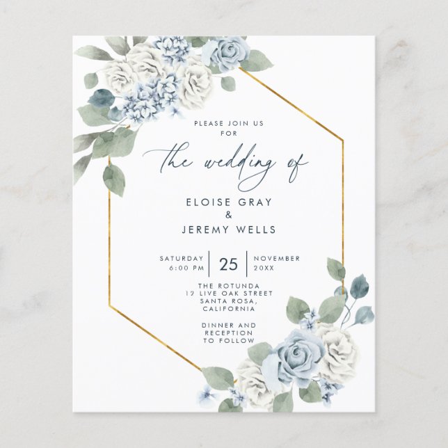 Dusty Blue Wedding Invitation (Front)