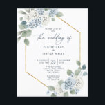 Dusty Blue Wedding Invitation<br><div class="desc">This modern wedding card has a botanical, minimalist design. The front features a lively script text above your first names and date. On the back, we've set the background as transparent, so that the colour of the paper will serve as the base colour. You can choose a colour for the...</div>