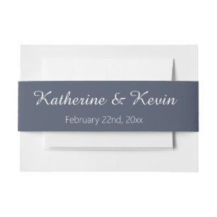 Dusty Blue Wedding Invitation Belly Band
