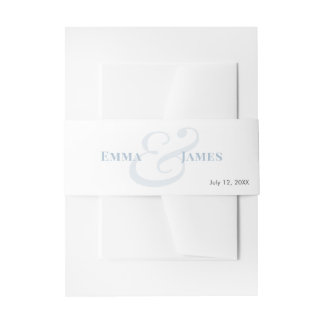 Dusty Blue Wedding Invitation Names & Monogram | Belly Band