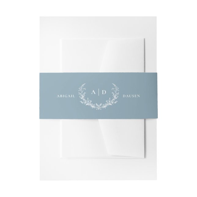 Dusty Blue Wedding Invitation Suite Belly Band (Front Example)