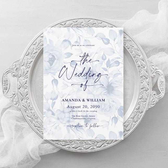 Dusty Blue Wedding Invitation with QR Code (Creator Uploaded)