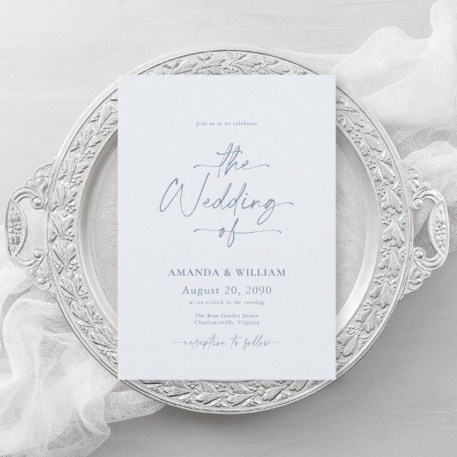 Dusty Blue Wedding Invitation with QR Code (Creator Uploaded)