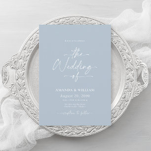 Dusty Blue Wedding Invitation with QR Code