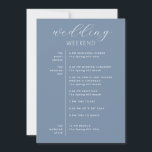 Dusty Blue Wedding Itinerary | Nautical Weekend Invitation<br><div class="desc">This elegant minimalist dusty blue wedding weekend card is a perfect choice for couples planning a nautical, spring, or summer wedding. The soft, tranquil dusty blue shade complements coastal and beach themed weddings beautifully. It features a thoughtfully designed wedding itinerary, outlining the events from the rehearsal dinner to the ceremony,...</div>