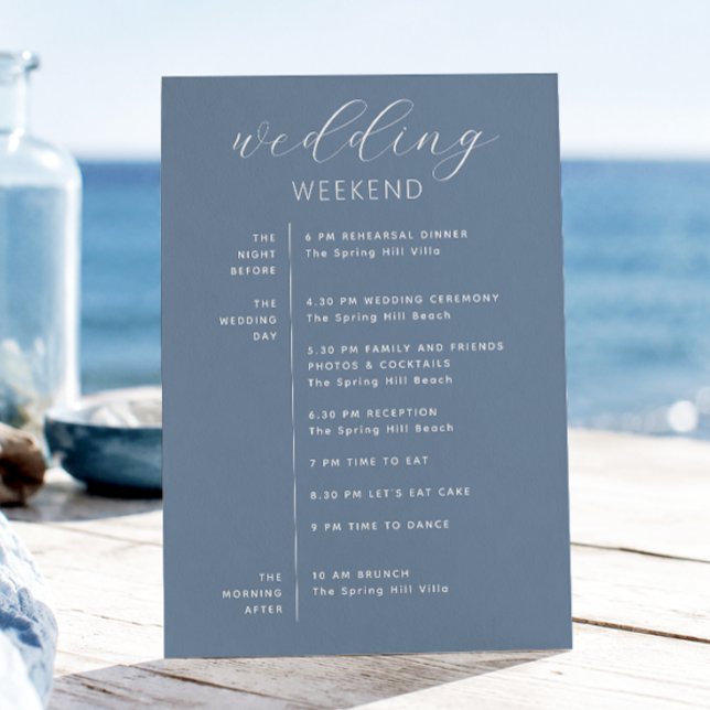 Dusty Blue Wedding Itinerary | Nautical Weekend Invitation (Creator Uploaded)