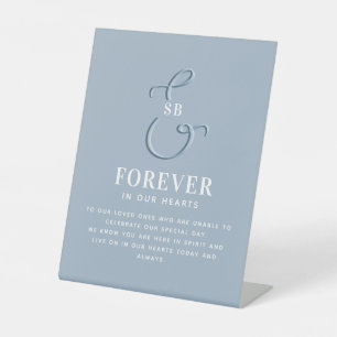 Dusty Blue Wedding Memorial Pedestal Sign
