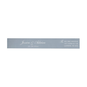 Dusty Blue Wedding Minimalist  Wrap Around Label