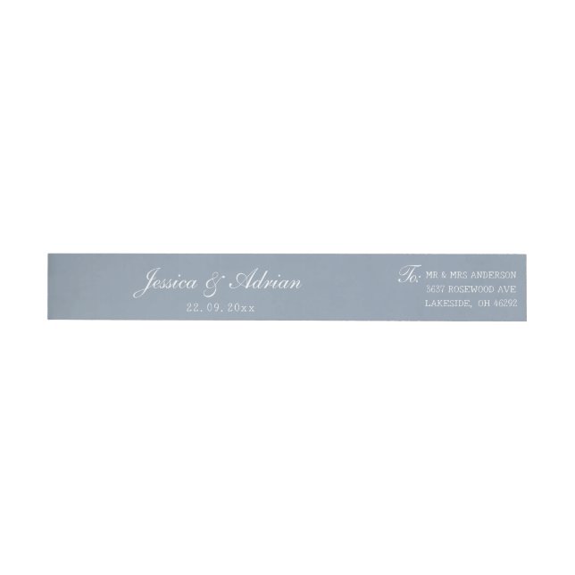 Dusty Blue Wedding Minimalist  Wrap Around Label (Individual)