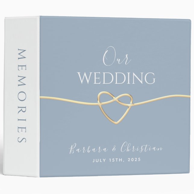 Dusty Blue Wedding Photo Album Binder (Front/Spine)