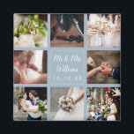 Dusty Blue Wedding Photo Collage Thank You Magnet<br><div class="desc">Personalize with your eight favourite wedding photos,  name and special date to create a unique photo collage,  memory and gift. A lovely keepsake to treasure! You can customize the background to your favourite colour. Designed by Thisisnotme©</div>
