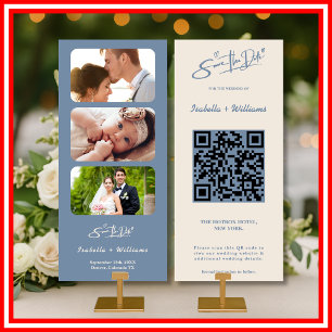 Dusty Blue Wedding   Photo QR Code Save the Dates